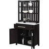 image:imageConvenience Concepts Sawyer 1 Drawer Wine Bar with Storage Cabinet and Shelves Black Faux MarbleEspressoWhite Faux MarbleEspresso