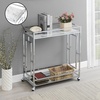 image:imageConvenience Concepts Town Square Chrome Faux Marble Mirrored Bar Cart 2925  Modern 360Degree Swivel Serving Cart with Storage Shelf for Dining Room Kitchen White Faux MarbleChromeWhite Faux MarbleChrome