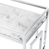 image:imageConvenience Concepts Town Square Chrome Faux Marble Mirrored Bar Cart 2925  Modern 360Degree Swivel Serving Cart with Storage Shelf for Dining Room Kitchen White Faux MarbleChromeWhite Faux MarbleChrome