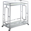 image:imageConvenience Concepts Town Square Chrome Faux Marble Mirrored Bar Cart 2925  Modern 360Degree Swivel Serving Cart with Storage Shelf for Dining Room Kitchen White Faux MarbleChromeGlassChrome