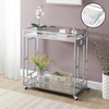 image:imageConvenience Concepts Town Square Chrome Faux Marble Mirrored Bar Cart 2925  Modern 360Degree Swivel Serving Cart with Storage Shelf for Dining Room Kitchen White Faux MarbleChromeWhite Faux MarbleChrome