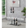 image:imageConvenience Concepts Town Square Chrome Faux Marble Mirrored Bar Cart 2925  Modern 360Degree Swivel Serving Cart with Storage Shelf for Dining Room Kitchen White Faux MarbleChromeGlassChrome