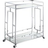 image:imageConvenience Concepts Town Square Chrome Faux Marble Mirrored Bar Cart 2925  Modern 360Degree Swivel Serving Cart with Storage Shelf for Dining Room Kitchen White Faux MarbleChromeGlassChrome