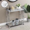 image:imageConvenience Concepts Town Square Chrome Faux Marble Mirrored Bar Cart 2925  Modern 360Degree Swivel Serving Cart with Storage Shelf for Dining Room Kitchen White Faux MarbleChromeWhite Faux MarbleChrome
