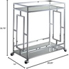 image:imageConvenience Concepts Town Square Chrome Faux Marble Mirrored Bar Cart 2925  Modern 360Degree Swivel Serving Cart with Storage Shelf for Dining Room Kitchen White Faux MarbleChromeGlassChrome