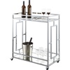 image:imageConvenience Concepts Town Square Chrome Faux Marble Mirrored Bar Cart 2925  Modern 360Degree Swivel Serving Cart with Storage Shelf for Dining Room Kitchen White Faux MarbleChromeWhite Faux MarbleChrome