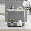 image:imageConvenience Concepts Town Square Chrome Faux Marble Mirrored Bar Cart 2925  Modern 360Degree Swivel Serving Cart with Storage Shelf for Dining Room Kitchen White Faux MarbleChromeWhite Faux MarbleChrome