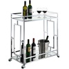 image:imageConvenience Concepts Town Square Chrome Faux Marble Mirrored Bar Cart 2925  Modern 360Degree Swivel Serving Cart with Storage Shelf for Dining Room Kitchen White Faux MarbleChromeGlassChrome