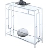 image:imageConvenience Concepts Town Square Chrome Glass Hall Table 315  Modern Sofa Table with Storage Shelf Entryway Table for Living Room Bedroom Bathroom GlassChromeModern