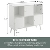 image:imageConvenience Concepts Xtra Storage Cube Organizer Sideboard Console Table with Shelves and MagneticClose Cabinets  for Living Room Office Closet Kitchen 3525 L x 115 W x 2975 H WhiteWhite