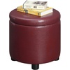 image:imageDesigns4Comfort Round Accent Storage Ottoman with Reversible Tray LidBurgundy Faux Leather