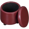 image:imageDesigns4Comfort Round Accent Storage Ottoman with Reversible Tray LidBurgundy Faux Leather