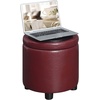 image:imageDesigns4Comfort Round Accent Storage Ottoman with Reversible Tray LidBurgundy Faux Leather