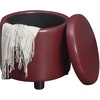 image:imageDesigns4Comfort Round Accent Storage Ottoman with Reversible Tray LidBurgundy Faux Leather