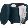 image:imageDesigns4Comfort Round Accent Storage Ottoman with Reversible Tray LidDark Blue Fabric