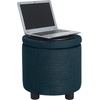 image:imageDesigns4Comfort Round Accent Storage Ottoman with Reversible Tray LidDark Blue Fabric