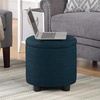 image:imageDesigns4Comfort Round Accent Storage Ottoman with Reversible Tray LidDark Blue Fabric