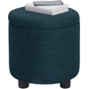 image:imageDesigns4Comfort Round Accent Storage Ottoman with Reversible Tray LidDark Blue Fabric