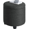 image:imageDesigns4Comfort Round Accent Storage Ottoman with Reversible Tray LidDark Charcoal Gray Fabric
