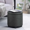 image:imageDesigns4Comfort Round Accent Storage Ottoman with Reversible Tray LidDark Charcoal Gray Fabric