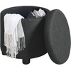 image:imageDesigns4Comfort Round Accent Storage Ottoman with Reversible Tray LidDark Charcoal Gray Fabric