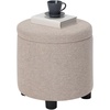 image:imageDesigns4Comfort Round Accent Storage Ottoman with Reversible Tray LidTan Fabric