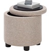 image:imageDesigns4Comfort Round Accent Storage Ottoman with Reversible Tray LidTan Fabric