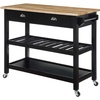 image:imageConvenience Concepts American Heritage 3 Tier Butcher Block Kitchen Cart with Drawers BlackButcher BlockBlackButcher Block