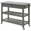 image:imageConvenience Concepts American Heritage 3Tier Stainless Steel Kitchen Cart with Drawers Wirebrush Dark GrayWirebrush Dark Gray