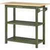 image:imageConvenience Concepts Designs2Go 3 Tier Butcher Block Kitchen Prep Island 40  3 Tier Modern Cooking Cart with Drawer Food Serving Station for Kitchen Dining Room Dark Green SageDark Sage GreenButcher Block