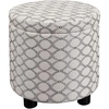 image:imageConvenience Concepts Designs4Comfort Accent Storage Ottoman 1575  Round Modern Upholstered Foot Stool with Tray Lid for Living Room Family Room Storage Ottoman Seat Ribbon Pattern Fabric