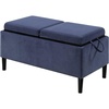 image:imageConvenience Concepts Designs4Comfort Magnolia Storage Ottoman with Reversible Trays Black Faux LeatherBlue Fabric