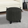 image:imageConvenience Concepts Designs4Comfort Oscar Accent Storage Ottoman 19  Round Modern Upholstered Foot Stool and Small Tray Table for Living Room Storage Ottoman Seat Tan FabricGrey