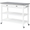 image:imageConvenience Concepts French Country 3Tier Stainless Steel Kitchen Cart with Drawers Wirebrush Dark GrayWhite