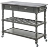 image:imageConvenience Concepts French Country 3Tier Stainless Steel Kitchen Cart with Drawers Wirebrush Dark GrayWirebrush Dark Gray