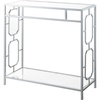 image:imageConvenience Concepts Omega Chrome Glass Hall Table 315  Contemporary Modern Sofa Table with Storage Shelf Narrow Entryway Hall Table for Living Room Bedroom Bathroom GlassChrome