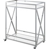 image:imageConvenience Concepts Oxford Chrome Glass Bar Cart 2925  Contemporary Modern 360Degree Swivel Serving Cart with Shelves for Kitchen Dining Room Living Room ChromeGlass
