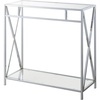 image:imageConvenience Concepts Oxford Chrome Glass Hall Table 315  Contemporary Modern Sofa Table with Storage Shelf Narrow Entryway Hall Table for Living Room Bedroom Bathroom ChromeGlass