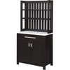 image:imageConvenience Concepts Sawyer 1 Drawer Wine Bar with Storage Cabinet and Shelves Black Faux MarbleEspressoWhite Faux MarbleEspresso