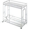image:imageConvenience Concepts Town Square Chrome Faux Marble Mirrored Bar Cart 2925  Modern 360Degree Swivel Serving Cart with Storage Shelf for Dining Room Kitchen White Faux MarbleChromeWhite Faux MarbleChrome