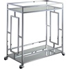 image:imageConvenience Concepts Town Square Chrome Faux Marble Mirrored Bar Cart 2925  Modern 360Degree Swivel Serving Cart with Storage Shelf for Dining Room Kitchen White Faux MarbleChromeGlassChrome