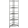 image:imageConvenience Concepts Xtra Storage Shelves  5Tier Corner Folding Metal Storage Shelves Closet Organizer for Office Laundry Room Bedroom Garage Kitchen Bathroom BlackBlack