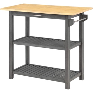 image:imageConvenience Concepts Designs2Go 3 Tier Butcher Block Kitchen Prep Island 40  3 Tier Modern Cooking Cart with Drawer Food Serving Station for Kitchen Dining Room Dark Green SageWirebrush Dark Gray