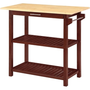 image:imageConvenience Concepts Designs2Go 3 Tier Butcher Block Kitchen Prep Island 40  3 Tier Modern Cooking Cart with Drawer Food Serving Station for Kitchen Dining Room Dark Green SageMahogany
