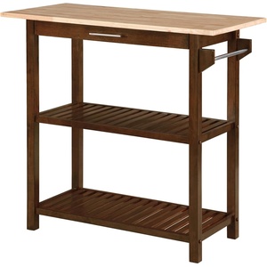 image:imageConvenience Concepts Designs2Go 3 Tier Butcher Block Kitchen Prep Island 40  3 Tier Modern Cooking Cart with Drawer Food Serving Station for Kitchen Dining Room Dark Green SageEspressoButcher Block
