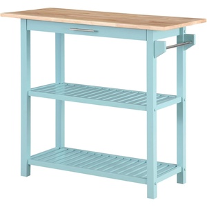 image:imageConvenience Concepts Designs2Go 3 Tier Butcher Block Kitchen Prep Island 40  3 Tier Modern Cooking Cart with Drawer Food Serving Station for Kitchen Dining Room Dark Green SageSea Foam BlueButcher Block