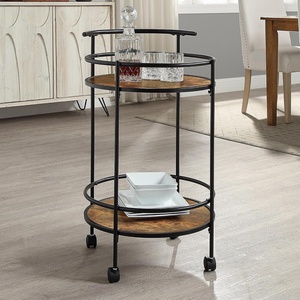 image:imageConvenience Concepts Designs2Go Charlie Serving Bar Cart 19  Modern Storage Bar with Wheels Wine Storage for Kitchen Mobile Push Trolley for Dining Room BarnwoodBlack