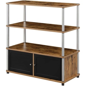 image:imageConvenience Concepts Designs2Go Highboy TV Stand with Storage Cabinets and Shelves for TVs up to 40 Inches CherryBarnwood