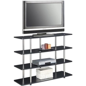 image:imageConvenience Concepts Designs2Go No Tools XL Highboy 4Tier TV Stand 4725  Entertainment Center for TVs up to 55 Inches Modern TV Console with Shelves for Living Room Family Room Light OakBlack