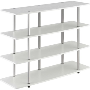 image:imageConvenience Concepts Designs2Go No Tools XL Highboy 4Tier TV Stand 4725  Entertainment Center for TVs up to 55 Inches Modern TV Console with Shelves for Living Room Family Room Light OakWhite
